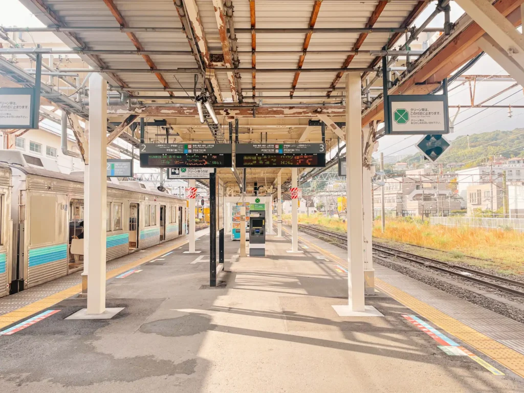 Two train platforms at Ito Station in Japan