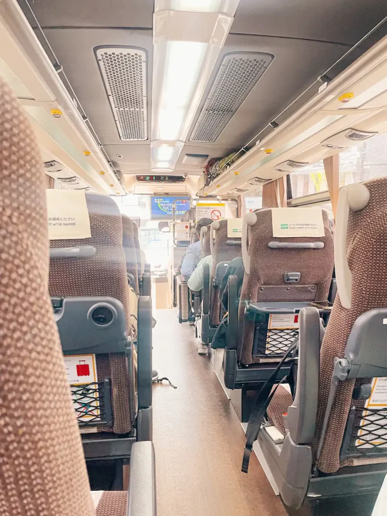 The interior of the higway bus to Lake Yamanaka